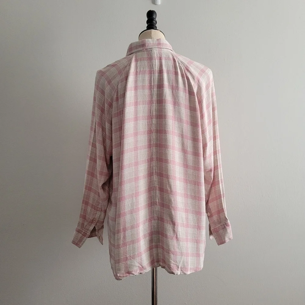 Wilfred Free Boyfriend Buttown Down Shirt in pink and cream plaid